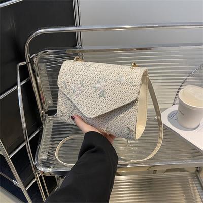 Gentle and Fashionable Straw-woven Small Bag Women's 2025 Spring and Summer New Versatile Ins Shoulder Messenger Bag Small Square Bag Women