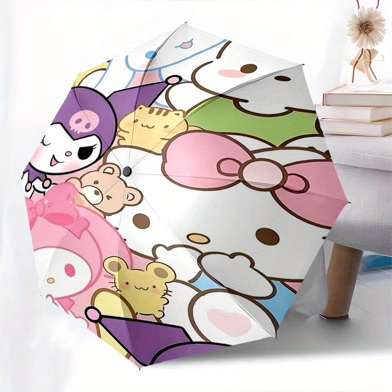 Hello Kitty, Sanrio Automatic Open/Close Umbrella-Cute Umbrella with Cute Design, Portable 3-Fold Compact Umbrella for Men & Women, Hallowee