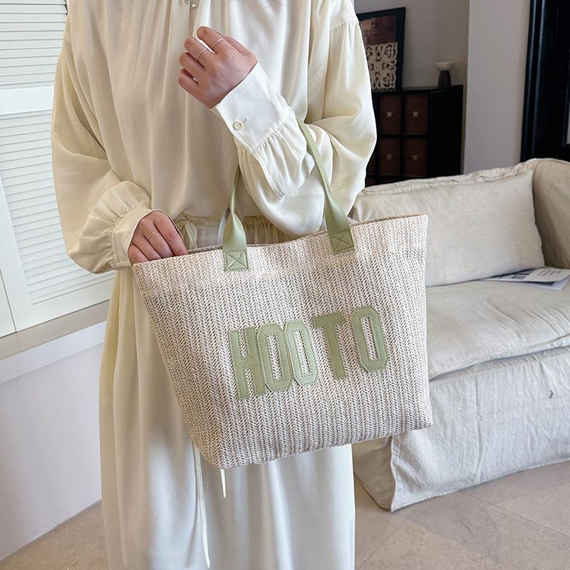 Simple Casual Letter Large Capacity Fashion Handbag Summer New Woven Shoulder Underarm Tote Bag