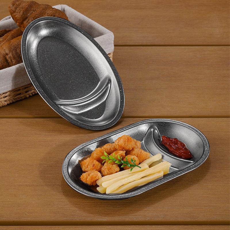 Stainless Steel Snack Plates,Oval Shaped French Fry Dish Tableware,Vintage Tea Snacks,Bars,KTV,Fried,French Fries,Snack Plates