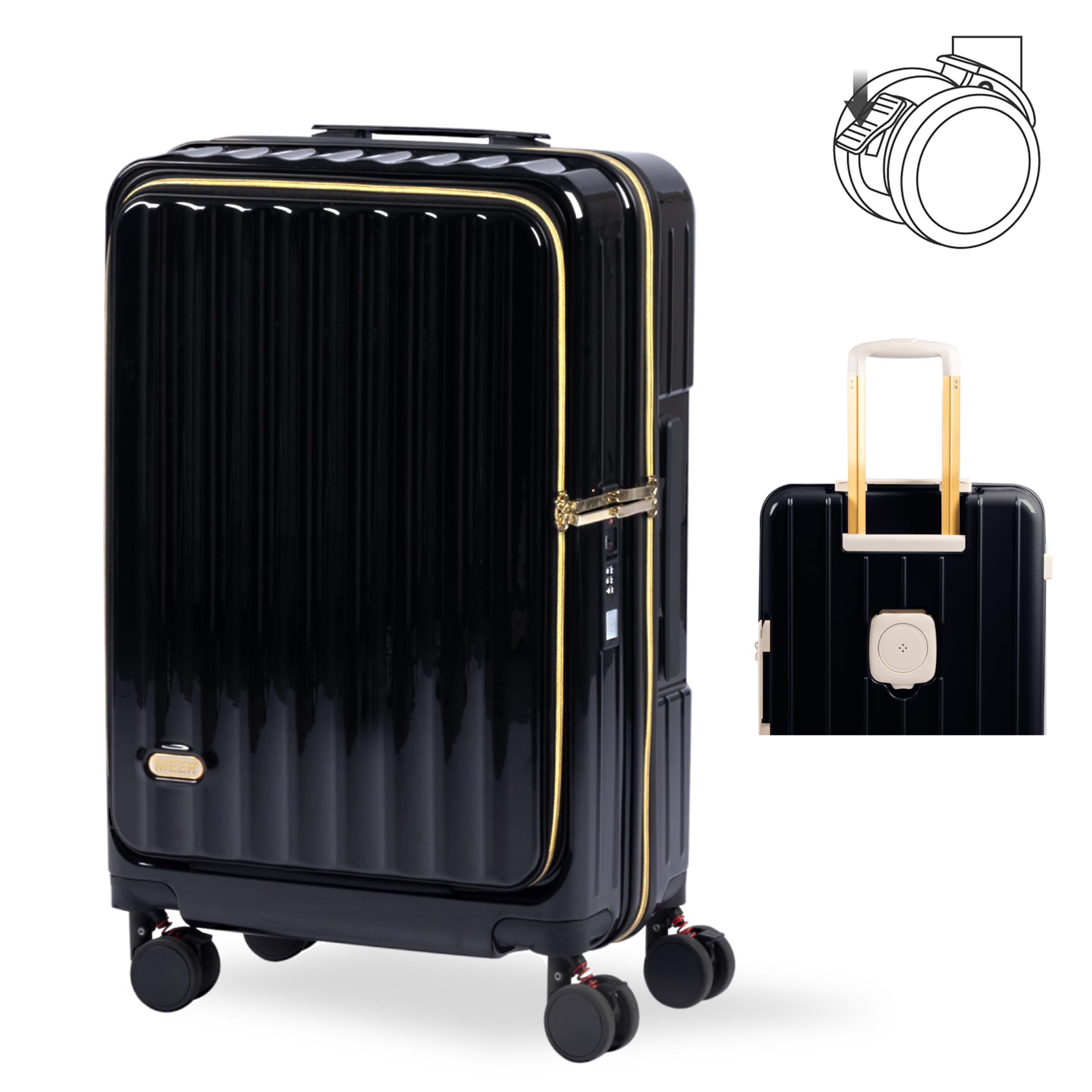 

Carry Carry Front Large Ultra USB Cup Luggage Double With 360 Degree Brake Smartphone TSA Zipper Business School Overnight Hospitalization [JOLISTAR] чорний