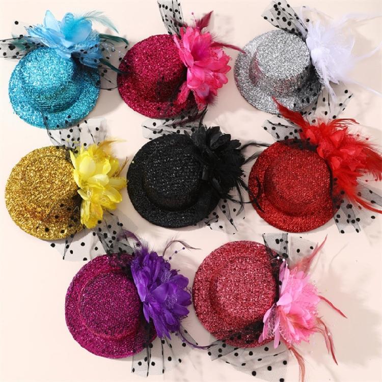 Mesh Flower Fascinator Hair Clip Adult Costume Accessory Barrettes for Teaparty