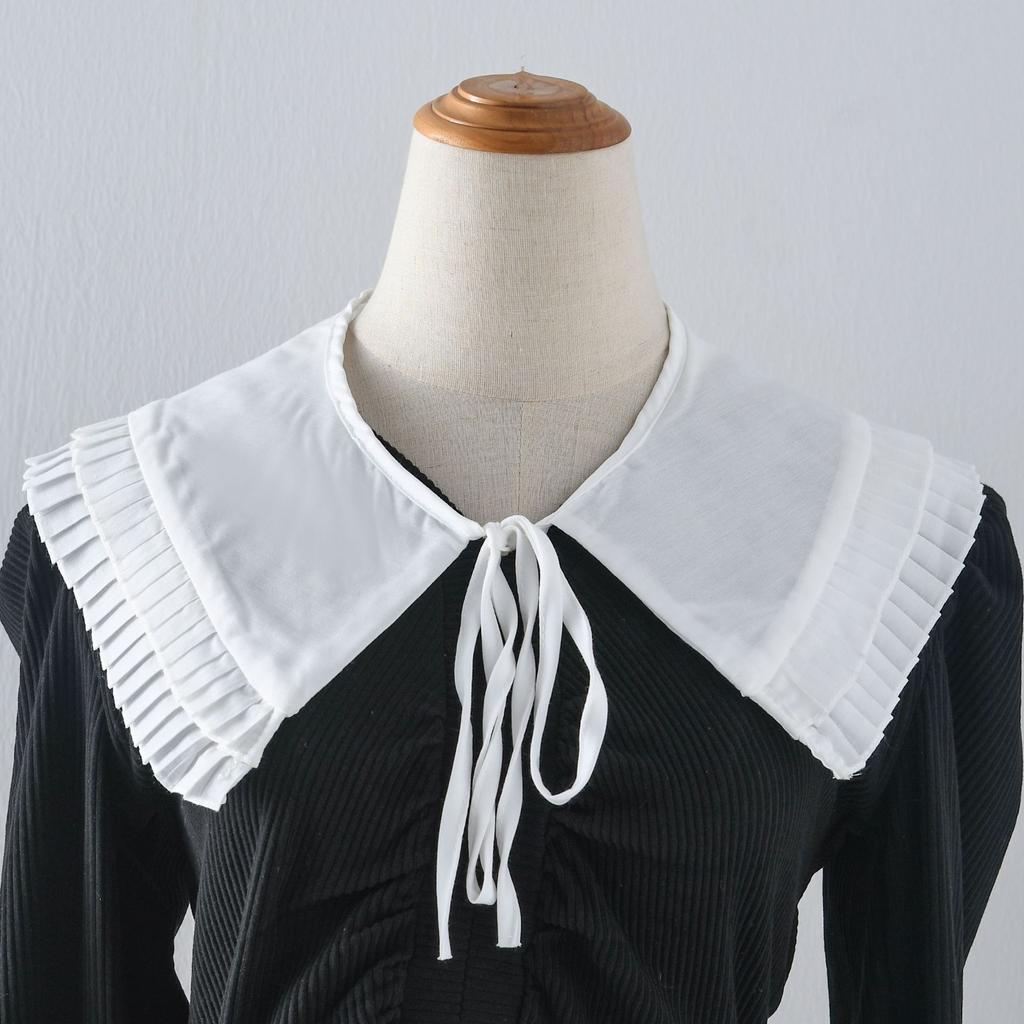 Adjustable Bowknots Fake Collar Blouse Tops Removable Detachable Shirt Collar False Lapel Blouse Top Women Clothes Accessories