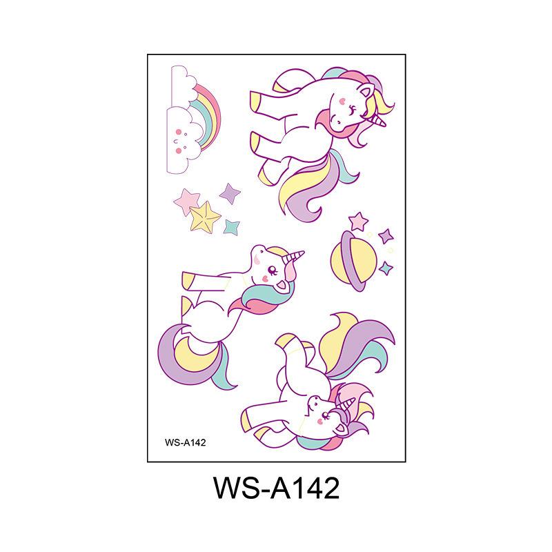 Cross Border Cartoon Unicorn Children's Waterproof Tattoo Sticker Pony Beautiful Girl Temporary