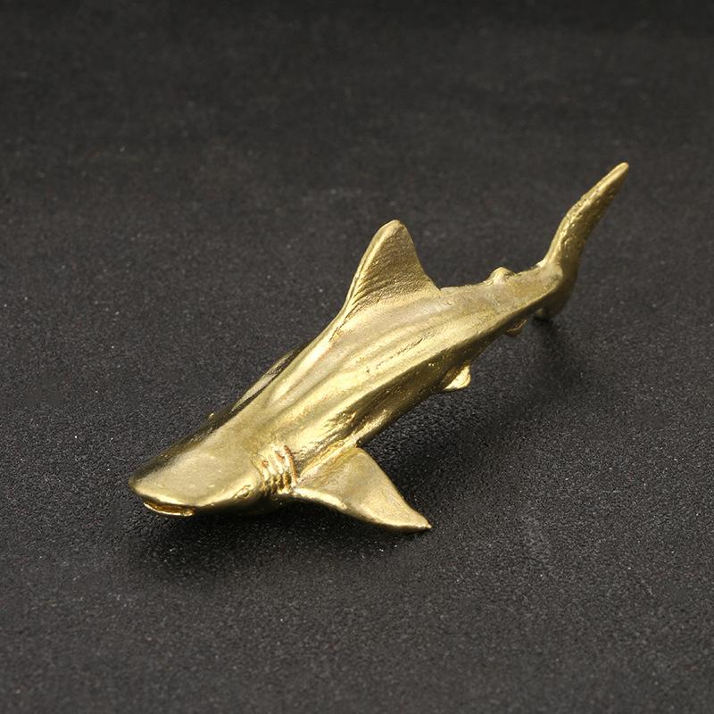 American Style Shark Antique Bronze Office Decoration Collection Ornaments Marine Animal Decorative Figurines Souvenir