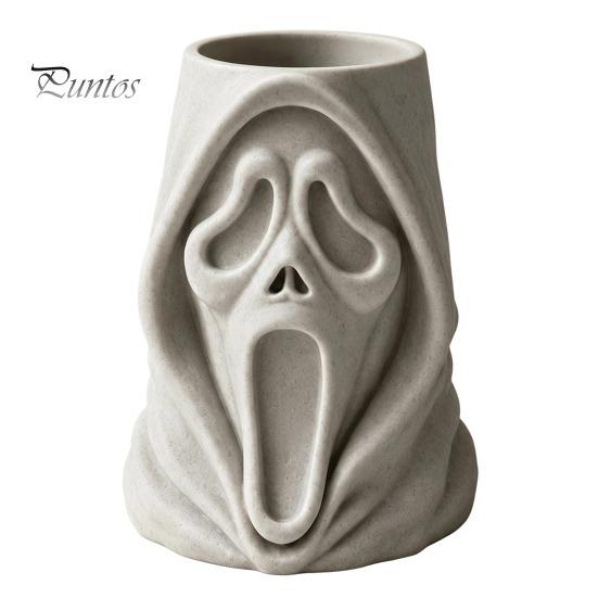 Holiday Gift for Kids Halloween Ghost Face Candy Bucket, 3D Printed Trick or Treat Snack Holder, Creative Pen Holder Spooky Screaming Desktop