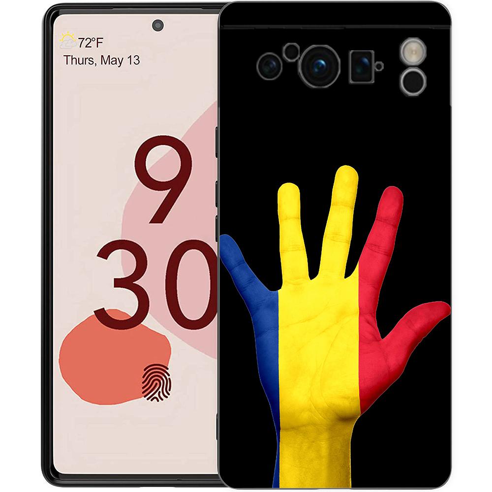 

Luxury Phone Case For Google Pixel 10 9 8 9A 8A 7 7A 6 Pro XL 6A 5G Black Soft Back TPU Cover Romania Flag Pixel 6A