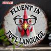 D Flat  Vintage D Flat Round Sign Featuring a Bird Theme  a Humorous Piece of Rustic Metal Wall Art Perfect for Decoratin