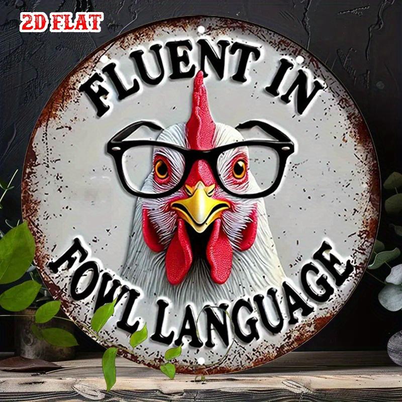 D Flat Vintage D Flat Round Sign Featuring a Bird Theme a Humorous Piece of Rustic Metal Wall Art Perfect for Decoratin