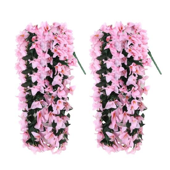 Artificial Bougainvillea Flower Faux Hanging Bougainvillea for Outside Long Trailing Vines Fake Flower for Door Porch Planter Urn Patio Balcony Decor