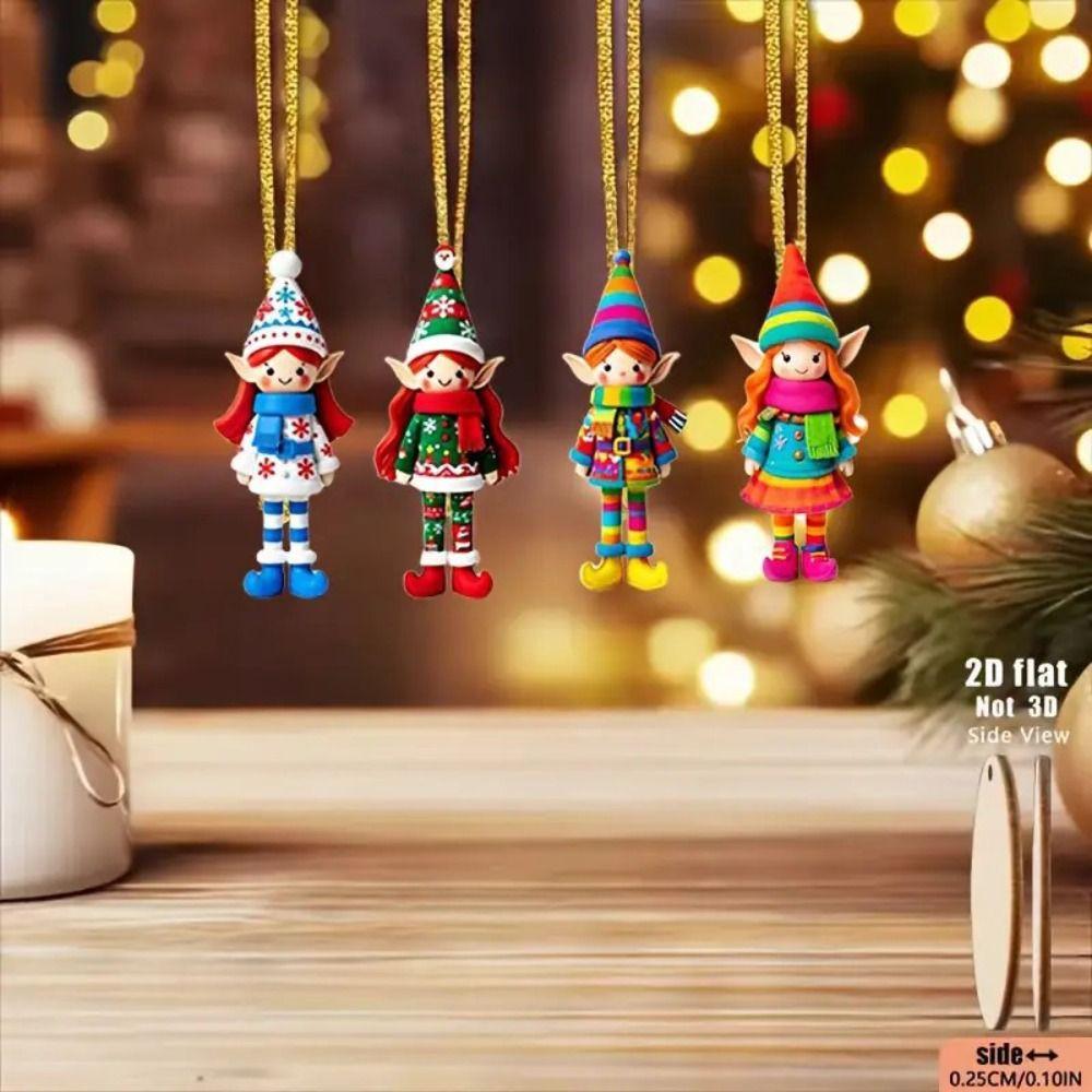 8/16/24Pcs Vintage Christmas Wooden Pendants Fantasy Christmas Tree Ornaments Christmas party