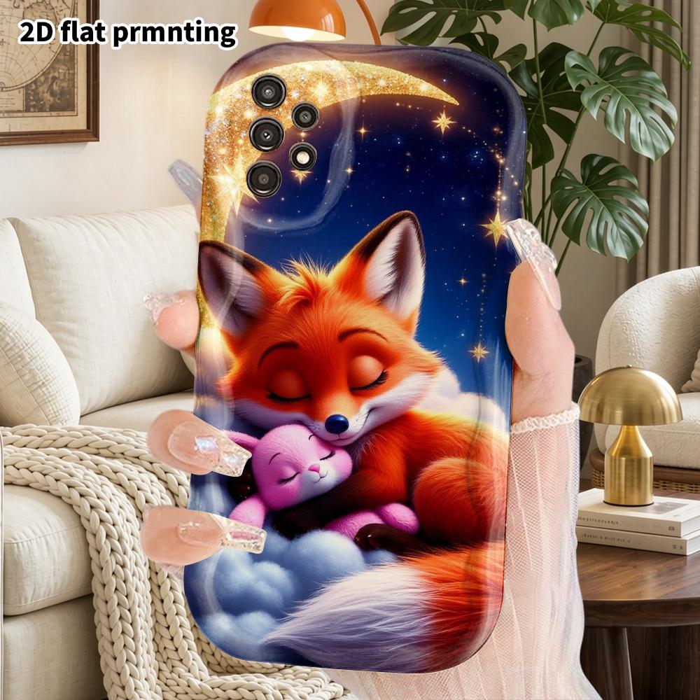 Phone Case: 2D Flat Samsung Galaxy A34 A35 M05 M06 S20 S22 S21 FE Plus 5G Protective Case, Couple Style, Sleeping Little Fox, Christmas and Halloween 