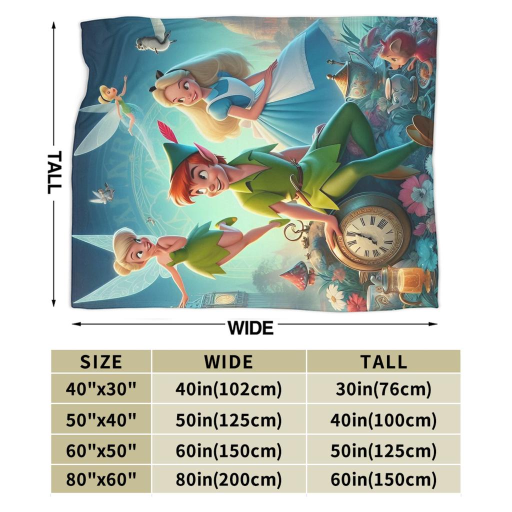 Peter Pan Tinker Bell Blanket  Wool Awesome Warm Throw Blankets for Bedding Lounge  Winter