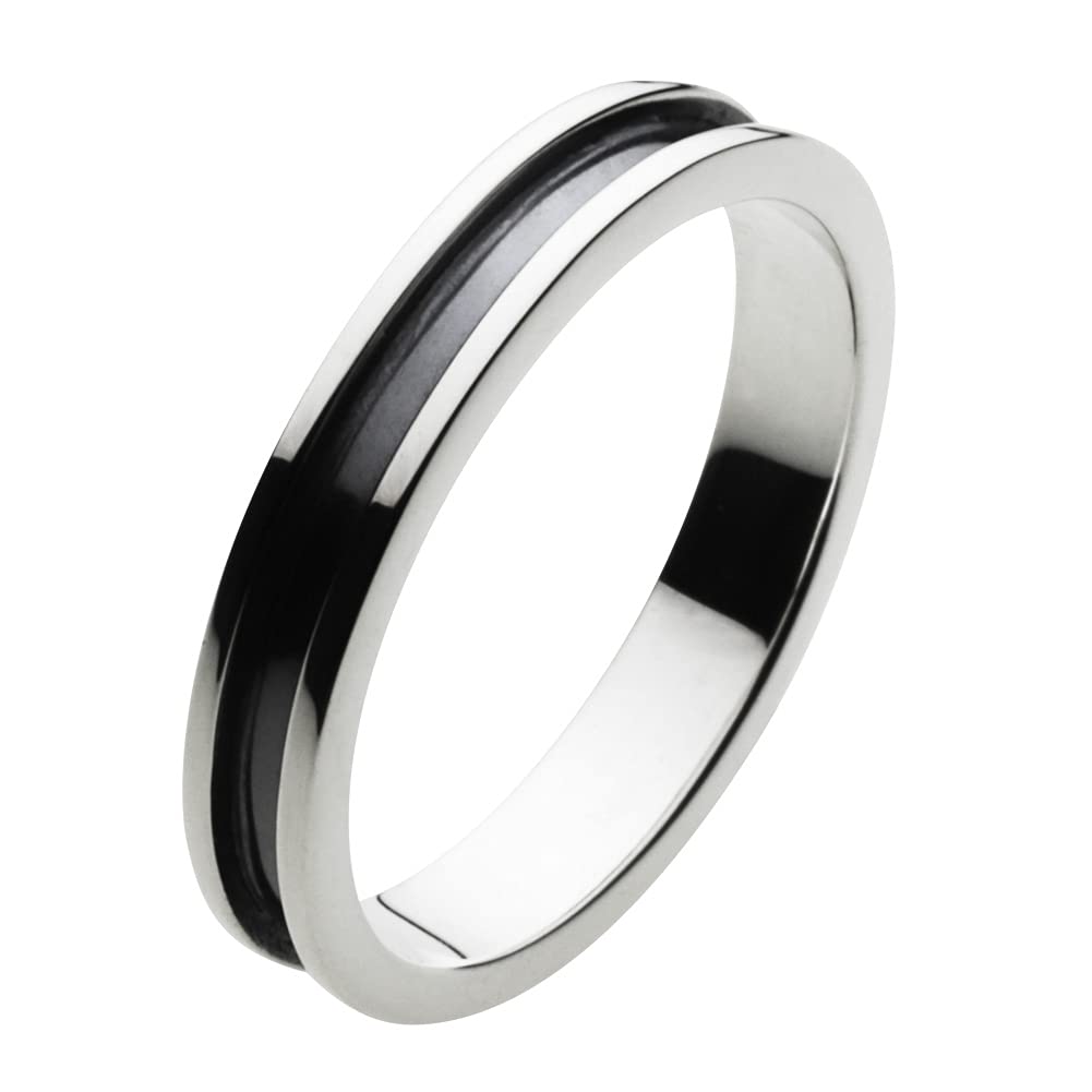 

Simple Black Line Ring 925 Silver fr0195 23 [Figmart] [Silver Accessories] No.