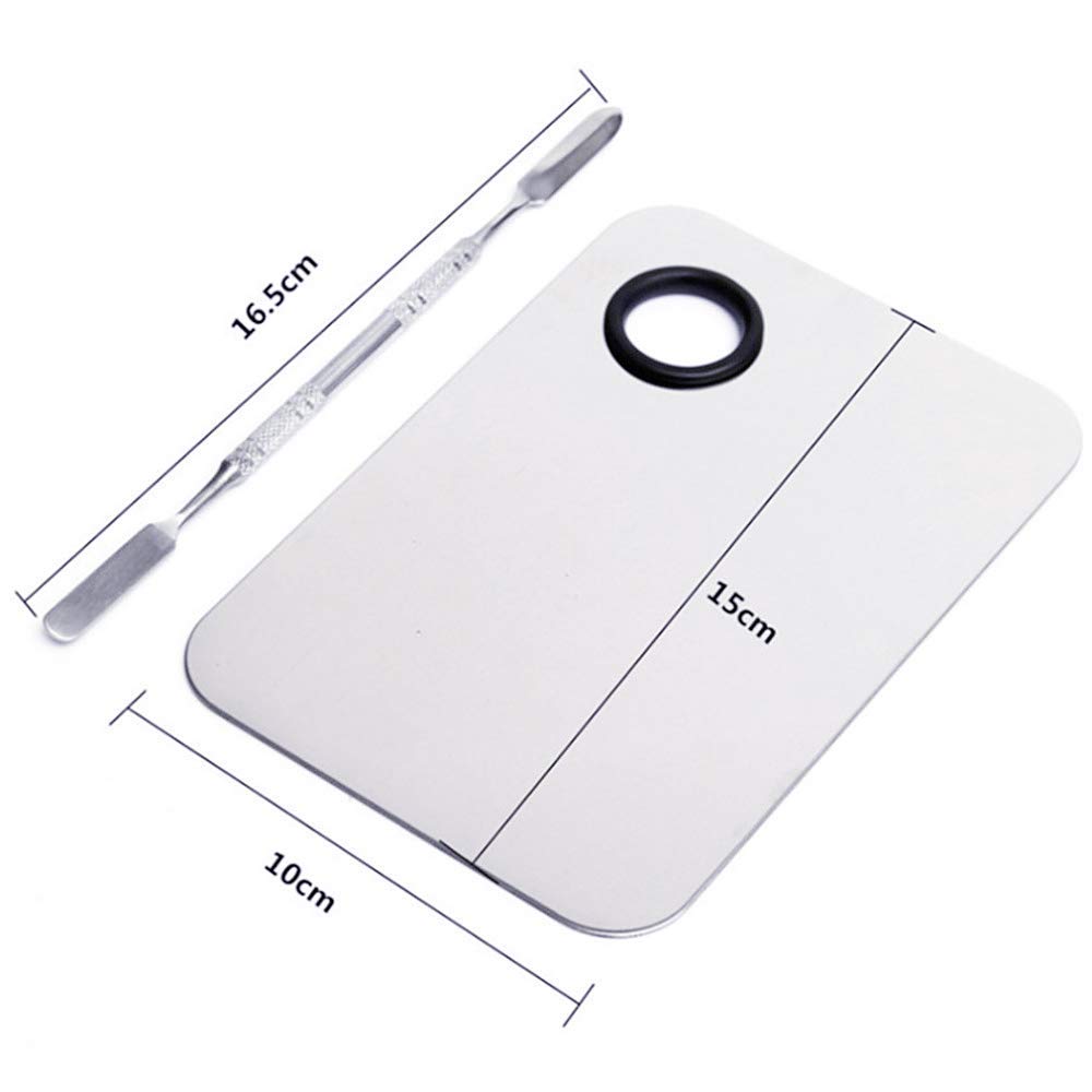 NESA® Pro Salon Stainless Steel Cosmetic Makeup Palette Spatula Mixing Tool (Rectangular - 2 Pcs)