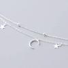 925 Silver Star Moon Bracelet Women Girls Vintage Korean Crystal Charm Jewelry Gift Sparkling Party Accessories
