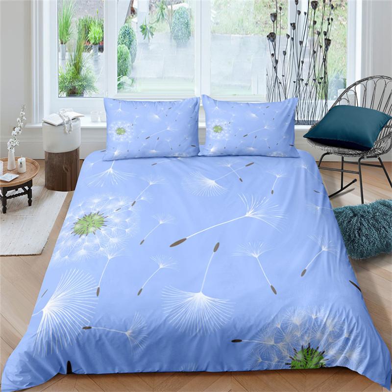 Dandelion Duvet Cover Microfiber Tropical Monstera Leaves Flowers Bedding Collection Queen 3D Print Daisy Floral Comforter Cover Decor