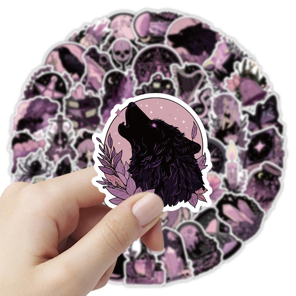 10/30/50pcs Black and Pink Aesthetic Magic Witch Cartoon Stickers Gothic Style Decals DIY Guitar Luggage Phone Kid Sticker Decor