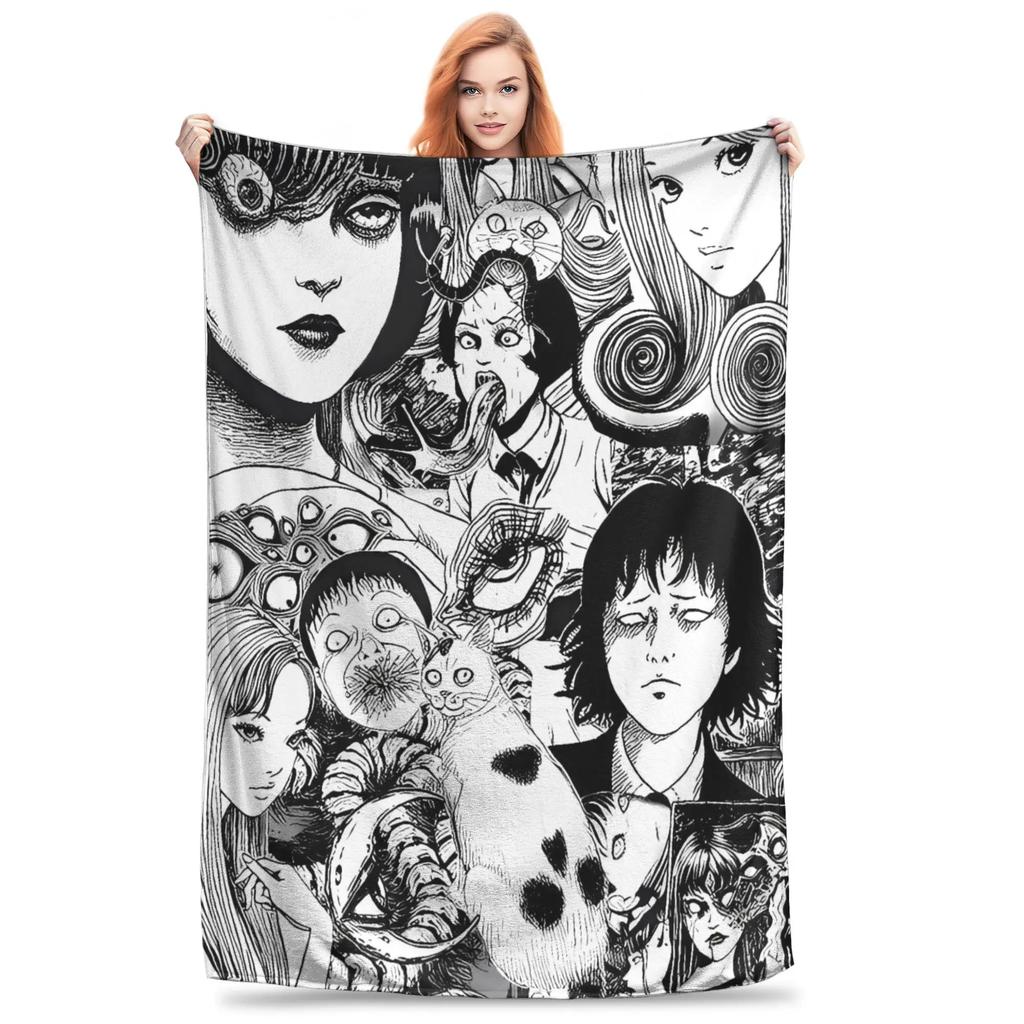 Tomie Junji Ito Blanket Soft Warm Throws for Winter Bedding Child Couch Chair Pattern Ideal for Bedspread