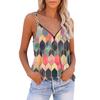 2023 Summer Sleeveless Zip Print Tank Top For Women Fashion Loose Casual V Neck Shirt Elegant Vest Clothing 25562
