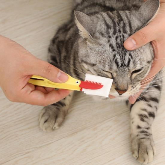 Pet Eye Care Brush Soft Silicone Tear Stain Remover Comb Dogs Eye Cleaner Brush with Anti-Slip Handle Gentle Pet Grooming Tool