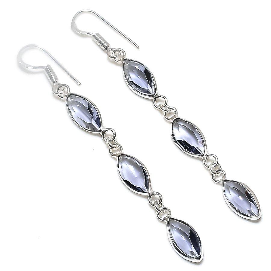 

Ювелирные серьги ручной работы из стерлингового серебра 925 пробы с драгоценным камнем NaturalIolite, 2,84 дюйма, W7h16