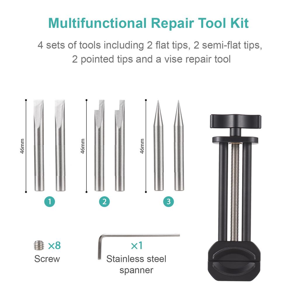 Repair Tool Camera Tool with Detachable Flat & Pointed Tips for Camera Lens All Metal Lens Repair Set with 6 Tips 8