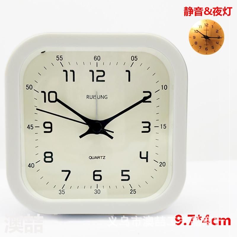 Square round simple plastic alarm clock, children's and students' alarm clocks and clocks