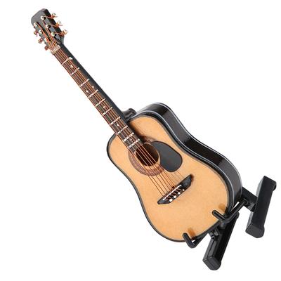 10cm 16cm Miniature Guitar Model Display Wooden Musical Instrument Ornaments Craft with Stand Case Home Desktop Decoration