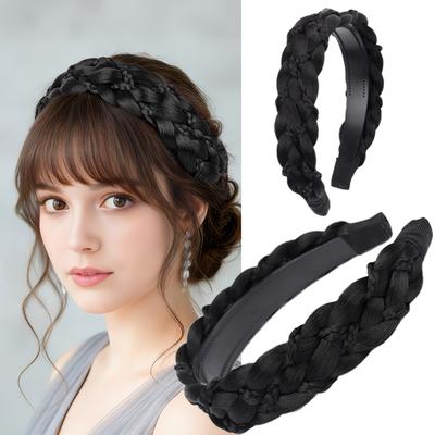Fishbone Braid Headband - Non-Slip Double Row Small Teeth Design, Heat-Resistant Synthetic Fiber Hair for Braids,