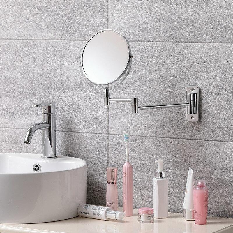 Copper Cosmetic Mirror Double Side Folding Wall Mirror Telescopic Mirror Bathroom Mirror 3 Times Magnification