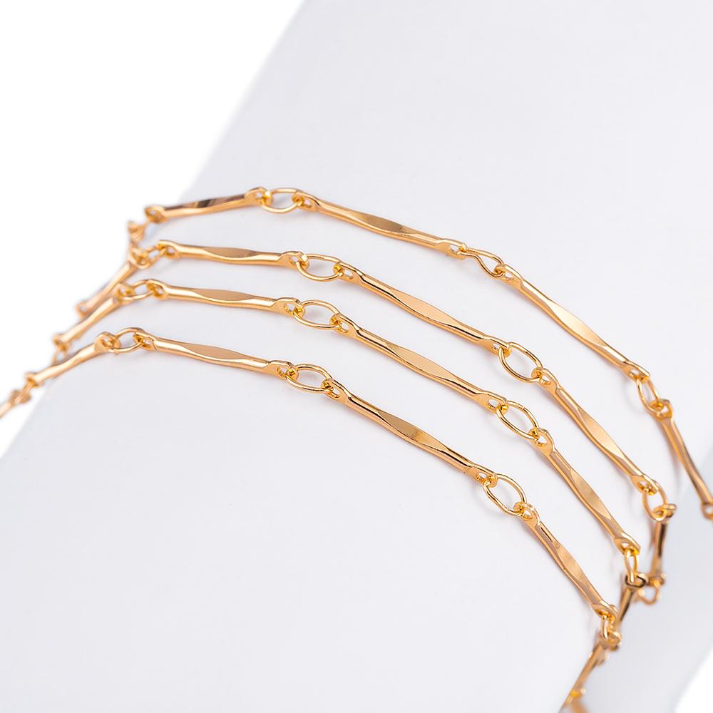 5M 2M 1M KC Gold Color Stick Line Basic Link Chain Bracelet Necklace Copper Chains Cloth Decorative Chain for DIY Jewelry Making