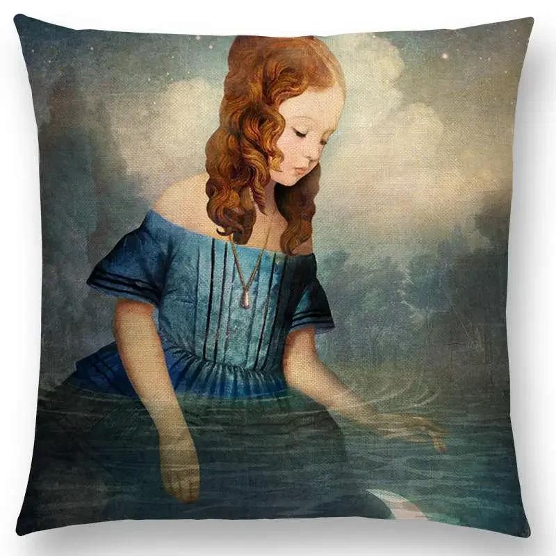 New Elegant Lady Cute Girl Shakespeare Imagine Fantasy Oil Painting Dreamy Feeling Fable Fate Thorw Pillow Case Cushion Cover