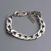 B0530 S925 Premium Oil Painting Plate Hexagon Chain Silver Bracelet