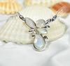 Larimar & Topaz Necklace: 925 Sterling Silver Chain