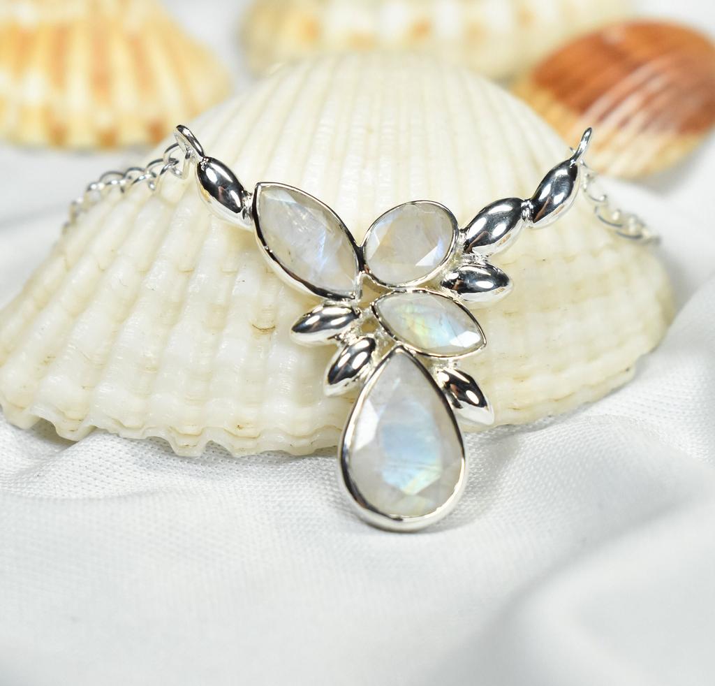 Larimar & Topaz Necklace: 925 Sterling Silver Chain