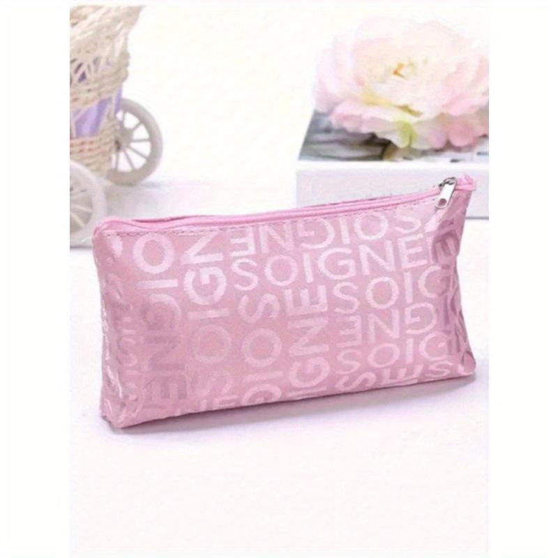 Minimalist Letter Print Makeup Bag, Portable & Convenient For Daily Use & Travel Makeup Travel Toiletry Organizer Essentials Gifts Storage Zipper