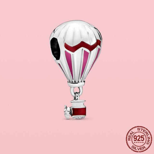 Ciondolo in Argento Sterling 925 Cuore Rosa Fiore Palloncino Infinito Amore Charm Perla Fai da Te Adatto Bracciale Moda Originale Gioielli Donna