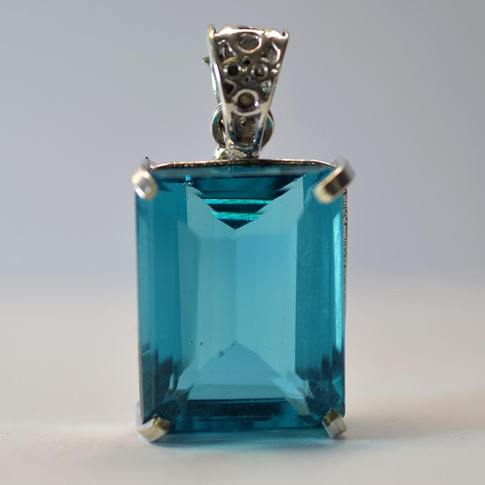 CERTIFIED Blue Sapphire Pendant 925 Sterling Silver Natural Emerald Stone 58 Ct My-487-sa