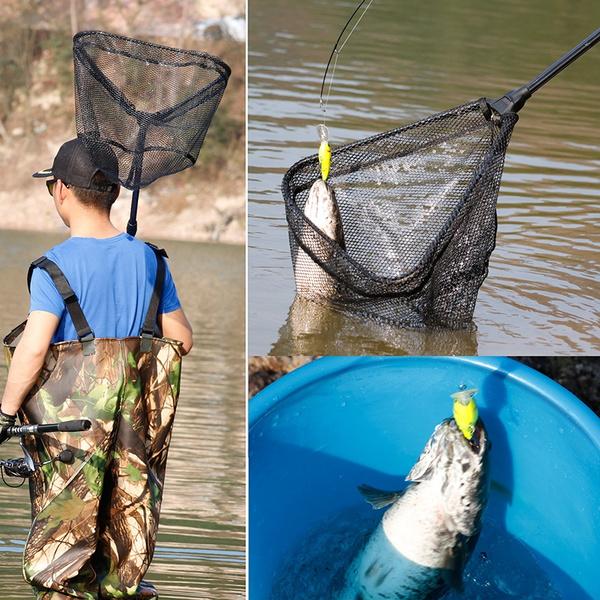 50cm Folding Fishing Brail Net Telescopic Fishing Landing Net Scoop Net Mini Stainless Steel Manual Fishing Brail Net