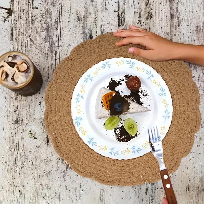 1PC Woven Heat-Resistant Flower-Shaped Eco-Friendly Placemat Insulating Husk Multi-Purpose Natural Home-Use Corn Durable