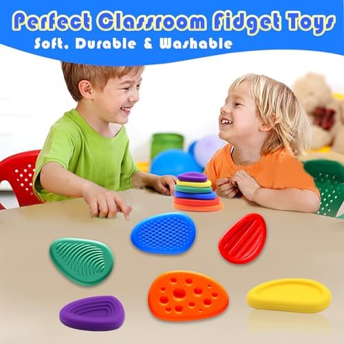 Sinnes 12-Pack Sensory Fidget Toys Set, Quiet Fidget Toys for Kids with Autism, Classroom Prizes, Anxiety Relief Sensory Stones