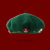 Cute Woolen Christmas Beret Hat Solid Color Windproof Beanie Cap Thick Warm Christmas Gift Xmas Dress Up Bonnets