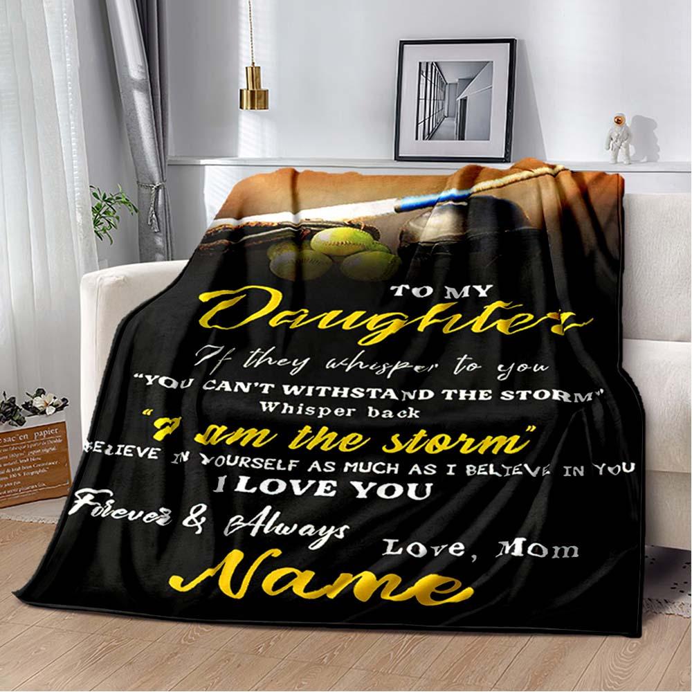Baseball Theme For Daughter Customize Your Name Blanket Warm Comfortable And Soft Blankets Are Suitable For Home Chairs Office Sofas Sofas Office