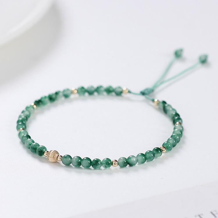

14K Gold-Filled Aquatic Agate Chalcedony Crystal Anklet for Women