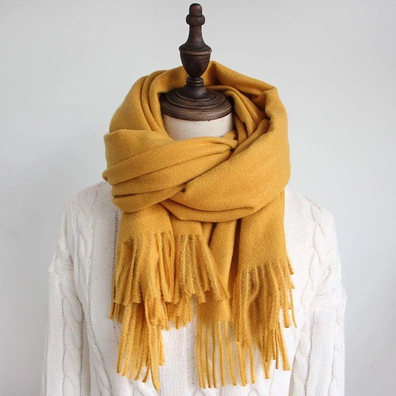 Women's Faux Cashmere Warm Scarf - Autumn/Winter Solid Color Korean Style Shawl