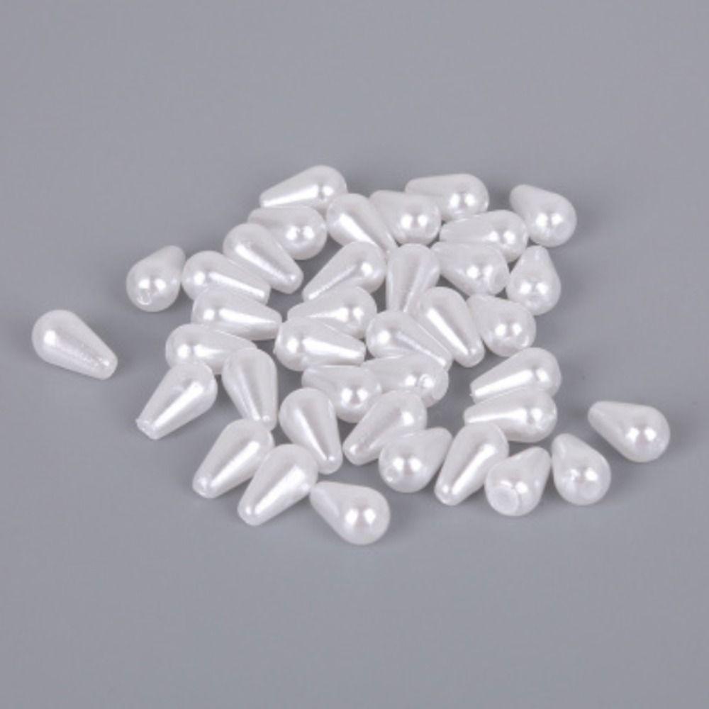 Pack of 100 Waterdrop Beads 6x10mm Faux Pearl Teardrop Imitation Pearl  For Dress Decoration,