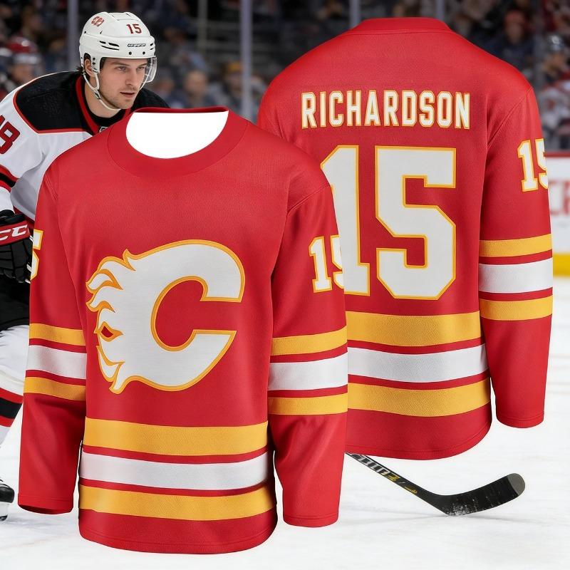 Men's New Model Calgary Men's Ice Hockey Sport Shirt 3D Print Breakthrough Style Red Ball Game Long-Sleeved Shirt Kids