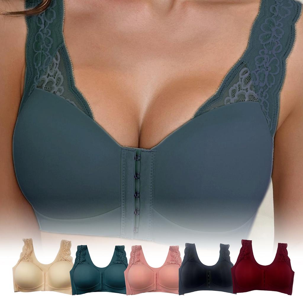 Zeriluna Lace Tank Top Bra Front Clasp Design, Available In Multiple Colors, Comfortable and Supportive Wireless Bra