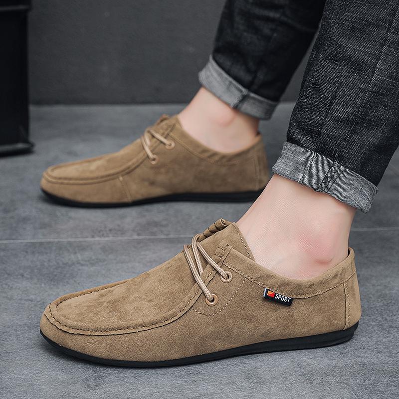 Fashion Autumn Men Casual Shoes Suede Leather Work Shoes Male Lace up Flats Sneakers Platform  Business Party Dress Shoes
